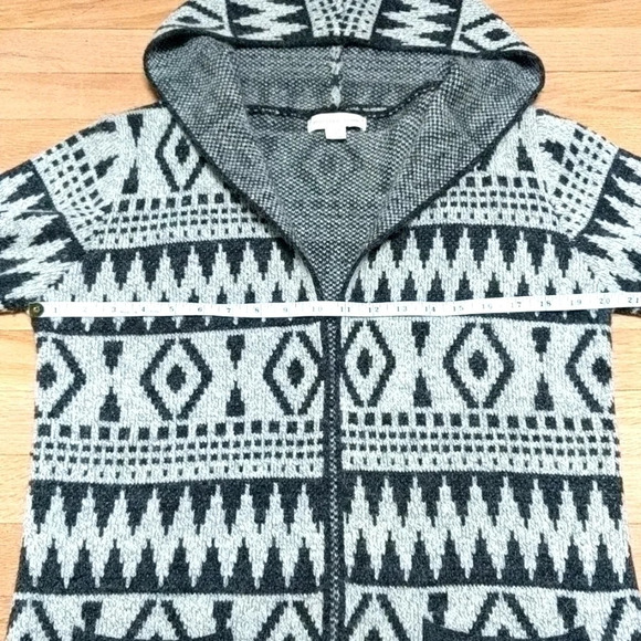 Monteau Boho Knit Open Front Hooded Duster Cardigan Medium - Picture 9 of 10